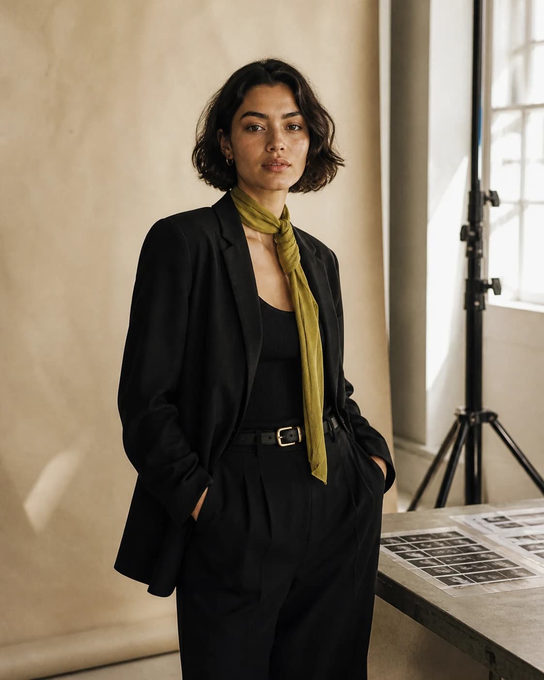 A fictional creator in an editorial photography studio