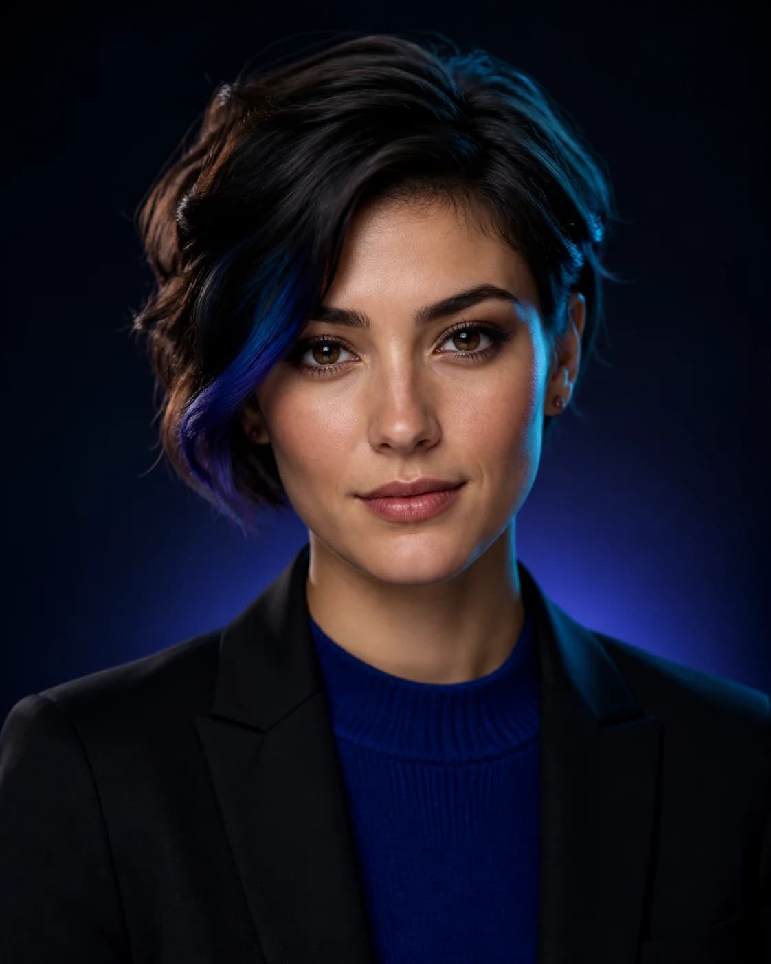 Portrait of Lumen Hart, an original fictional AI creator